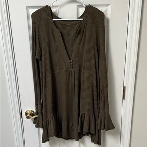 Free People Olive Green Oversized Tunic Women's Top